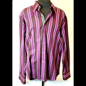 Robert Graham Men's Shirt Size 2XL Purple Striped